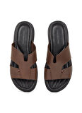 Kahve Erkek Deri Terlik PREMIUM HILFIGER SLIPON LH SAND