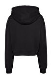 Kadın Tjw Script Logo Kapüşonlu Sweatshirt - Siyah | S