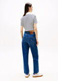 Tommy Jeans Yüksek Bel Düz Paça Slim Straight Koyu Mavi Kadın Denim Pantolon DW0DW200541BK