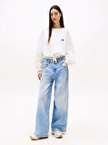 Tommy Jeans Kadın Beyaz Fit Sweatshirt