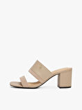 LEATHER & SUEDE BLOCK HEEL MULE