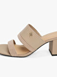 LEATHER & SUEDE BLOCK HEEL MULE