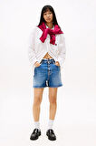 Kadın Th Regular Denim Mom Şort - Mavi | 27