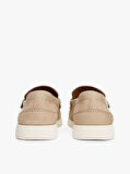 Tommy Hilfiger  Erkek  Bej Deri Logolu  Loafer