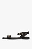 Kadın Th Ankle Strap Deri Sandalet - Siyah | 38