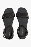 Kadın Th Ankle Strap Deri Sandalet - Siyah | 39