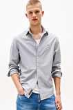 Erkek Regular Fit Düğmeli Yaka Oxford Gömlek - Gri | S