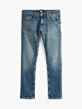 TOMMY HILFIGER Erkek Marka Logolu Çift Cep Şık Görünüşlü Günlük Kullanıma Uygun Mavi Denim Jeans DM0DM21005 1BK