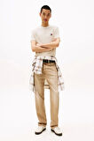 Tommy Hilfiger Erkek  Logolu Bej T-Shirt