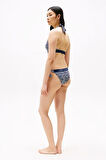 Kadın Th Baskılı Halter Bikini Üst - Lacivert | L