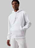 Calvin Klein Jeans Kapüşon Yaka Beyaz Erkek Sweatshırt J30J325639YAF GRID MONOGRAM HOODIE