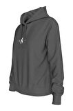 Kadın WASHED MONOLOGO REGULAR HOODIE Sweatshirt-Gri | S