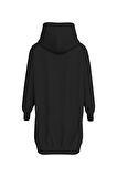 Kadın Chenille Monologo Kapüşonlu Elbise - Siyah | XS