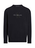 Calvin Klein Jeans Yarım Balıkçı Yaka Regular Fit Nakışlı Siyah Erkek Kazak J30J326887BEH CHENILLE MONOLOGO