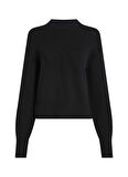 Calvin Klein Jeans Dik Yaka Standart Nakışlı Siyah Kazak Kadın CK INTARSIA LOOSE SWEATER