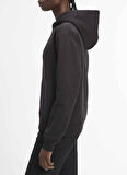 Calvin Klein Kapüşon Yaka Düz Siyah Kadın Sweatshırt NANO LOGO REG FLEECE HOODIE