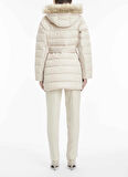 Calvin Klein Krem Kadın Mont MW PADDED SCUBA BELTED COAT