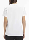 Calvin Klein Yuvarlak Yaka Baskılı Beyaz Kadın T-Shirt NANO LOGO REGULAR T-SHIRT