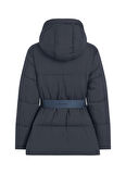 Calvin Klein Jeans Lacivert Kadın Şişme Mont LOGO BELT SHORT PUFFER