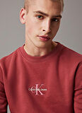 Calvin Klein Jeans Bisiklet Yaka Bordo Erkek Sweatshırt J30J325630VAI MONOLOGO CREW NECK