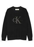 Calvin Klein Bisiklet Yaka Regular Fit Baskılı Siyah Erkek Çocuk Kazak IB0IB02219BEH
