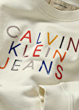 Calvin Klein Baskılı Erkek Çocuk  Beyaz Sweatshırt IB0IB02204YBI