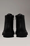 Erkek LACE UP BOOT W/ ZIP Deri Logolu Bot - Siyah | 41