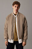 Erkek LS Dolgulu Nylon Bomber Ceket - Gri | XS