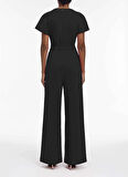 Calvin Klein Düz Siyah Kadın Tulum SCUBA CREPE SS BELTED JUMPSUIT