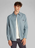 Calvin Klein Jeans Relaxed Açık Gri Erkek Gömlek J30J326721PC2 COTTON POPLIN RELAXED
