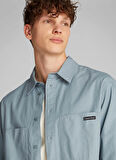 Calvin Klein Jeans Relaxed Açık Gri Erkek Gömlek J30J326721PC2 COTTON POPLIN RELAXED