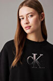 Calvin Klein Kadın Monogram Siyah Sweatshirt  Elbise
