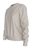 Kadın Yazı Logo Sweatshirt - Krem | XS