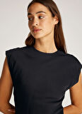 Calvin Klein Yuvarlak Yaka Düz Siyah Maksi Kadın Elbise K20K207847BEH