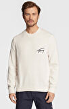 tommy hilfiger Signature Kazak DM0DM15062 Beyaz Rahat Kalıp