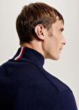 Tommy Hilfiger Bisiklet Yaka Slim Fit Mavi Erkek Kazak MW0MW28049DW5