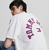 Tommy Jeans Classic Curved College Erkek Beyaz T-Shirt