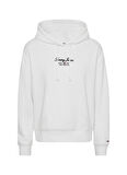 Tommy Jeans Kapüşon Yaka Düz Beyaz Kadın Sweatshırt DW0DW16406YBR