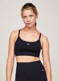 Tommy Hilfiger Düz Lacivert Kadın Sporcu Büstiyer ESSENTIALS FLAG LOW INT BRA
