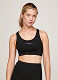 Tommy Hilfiger Düz Siyah Kadın Sporcu Büstiyer ESSENTIALS MINI CORP MID INT BRA