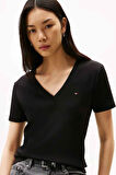 Kadın Slim Cody V-Yaka Kısa Kollu T-Shirt - Siyah | XS