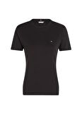 Tommy Hilfiger Bisiklet Yaka Düz Siyah Kadın T-Shirt NEW SLIM CODY C-NK SS