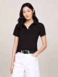 Kadın Slim Polo Tişört-Siyah | XS