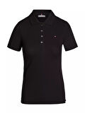 Kadın Slim Polo Tişört-Siyah | XS