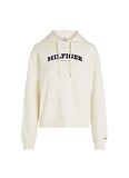 Kapüşon Yaka Baskılı Bej Kadın Sweatshırt REG MONOTYPE FLOCK HOODIE