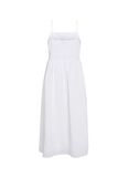 Tommy Hilfiger Kare Yaka Düz Beyaz Uzun Kadın Elbise LINEN MIDI SLIP DRESS