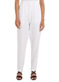 Tommy Hilfiger Bağlamalı Bel Havuç Beyaz Kadın Pantolon CASUAL LINEN TAPER PULL ON PANT