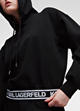 KARL LAGERFELD Bisiklet Yaka Düz Siyah Kadın Sweatshırt 230W1807