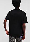 Yuvarlak Yaka Baskılı Siyah Kadın T-Shirt 236J1707