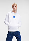 Kapüşon Yaka Beyaz Erkek Sweatshırt 236D1852_KLJ MONOGRAM HOODIE